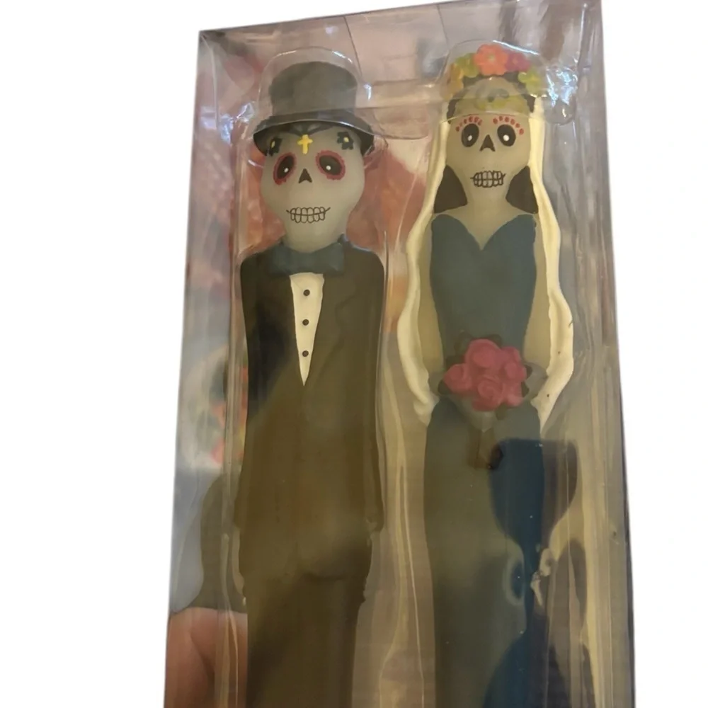 Pier 1 Skeleton Couple Taper Candles 10” Unscented Wedding Spooky Wax Gruesome